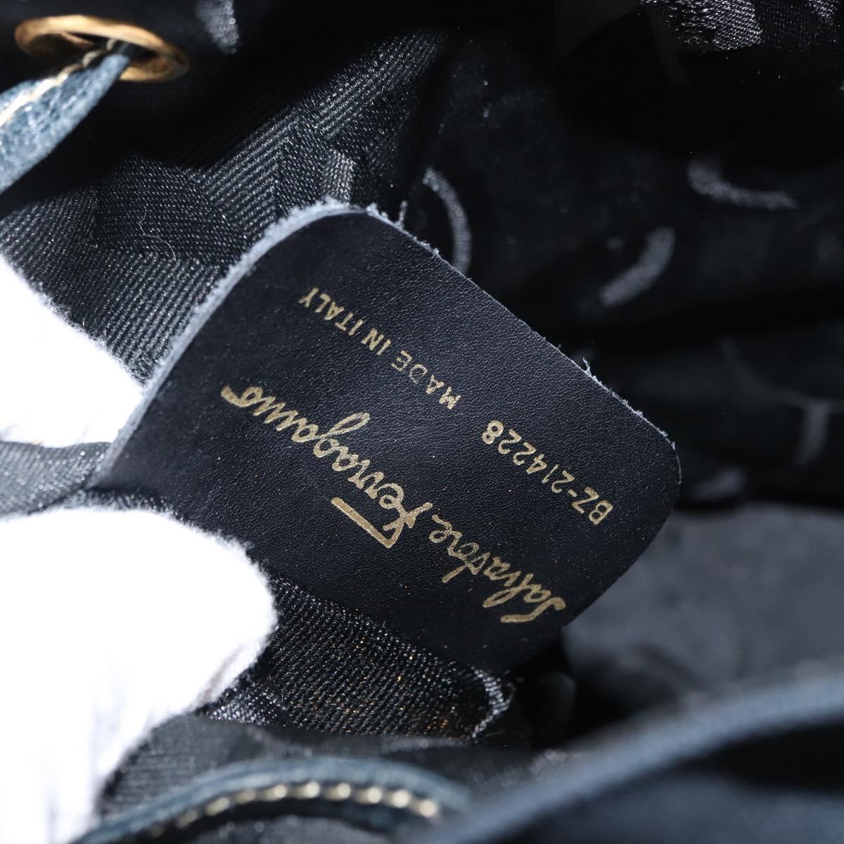 Salvatore Ferragamo Shoulder Bag Canvas Leather Beige Gold Auth BA7054