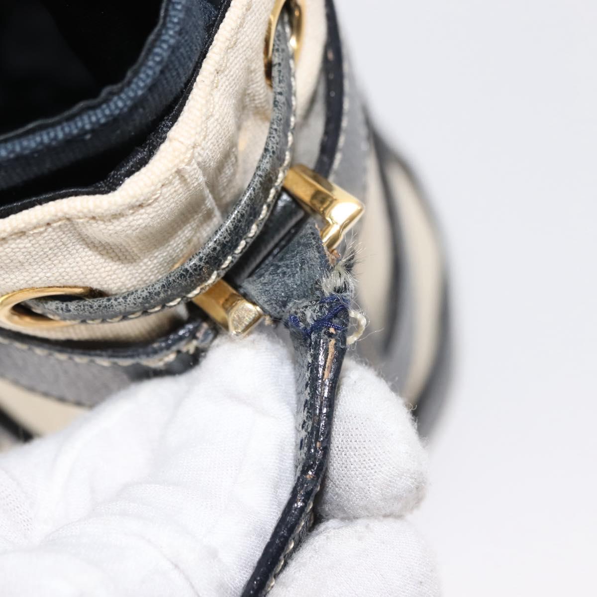 Salvatore Ferragamo Shoulder Bag Canvas Leather Beige Gold Auth BA7054