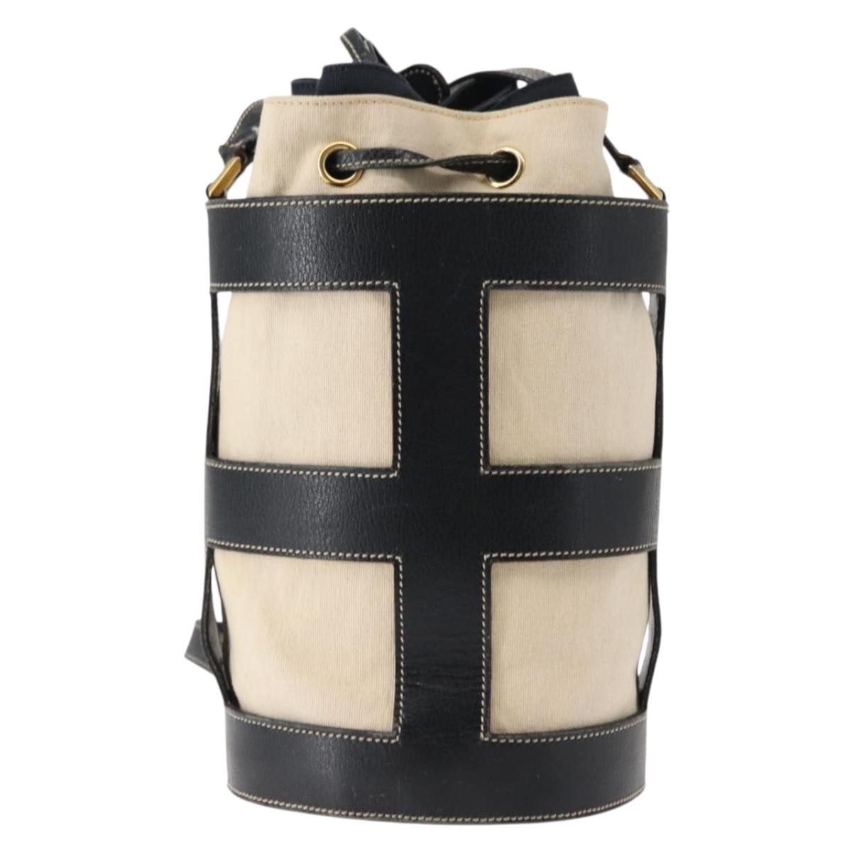 Salvatore Ferragamo Shoulder Bag Canvas Leather Beige Gold Auth BA7054