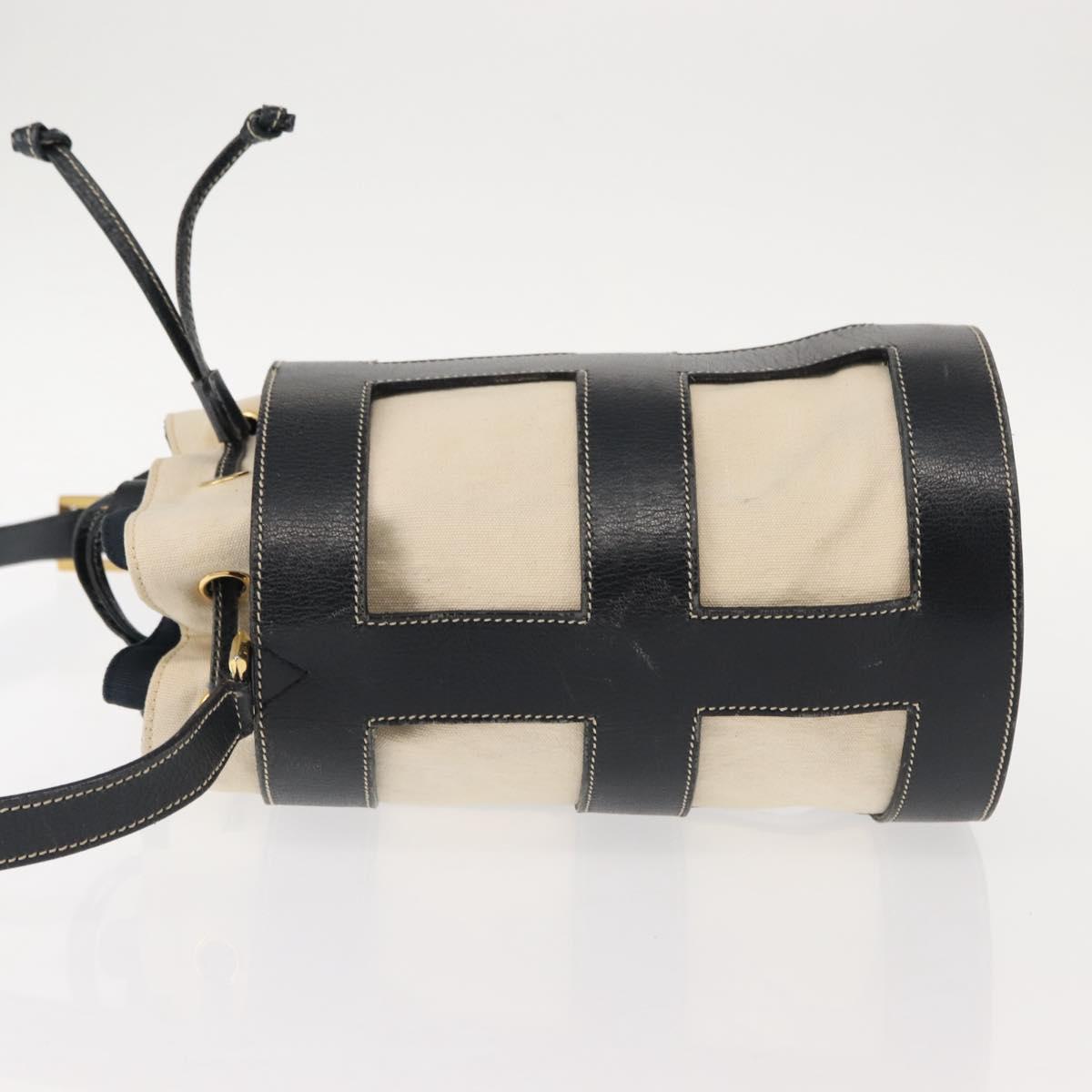 Salvatore Ferragamo Shoulder Bag Canvas Leather Beige Gold Auth BA7054