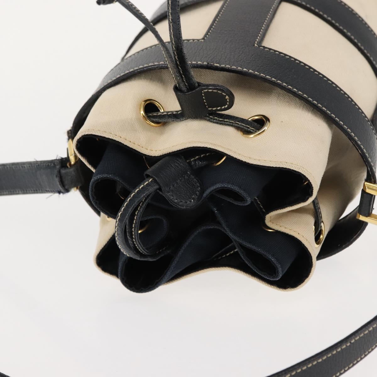 Salvatore Ferragamo Shoulder Bag Canvas Leather Beige Gold Auth BA7054