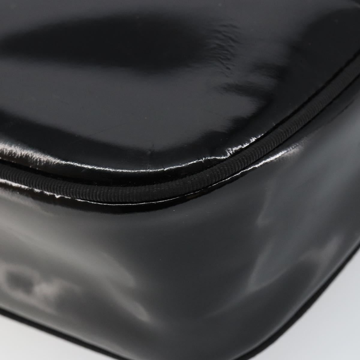 Salvatore Ferragamo Vala Shoulder Bag Enamel Black Gold Auth BA7055