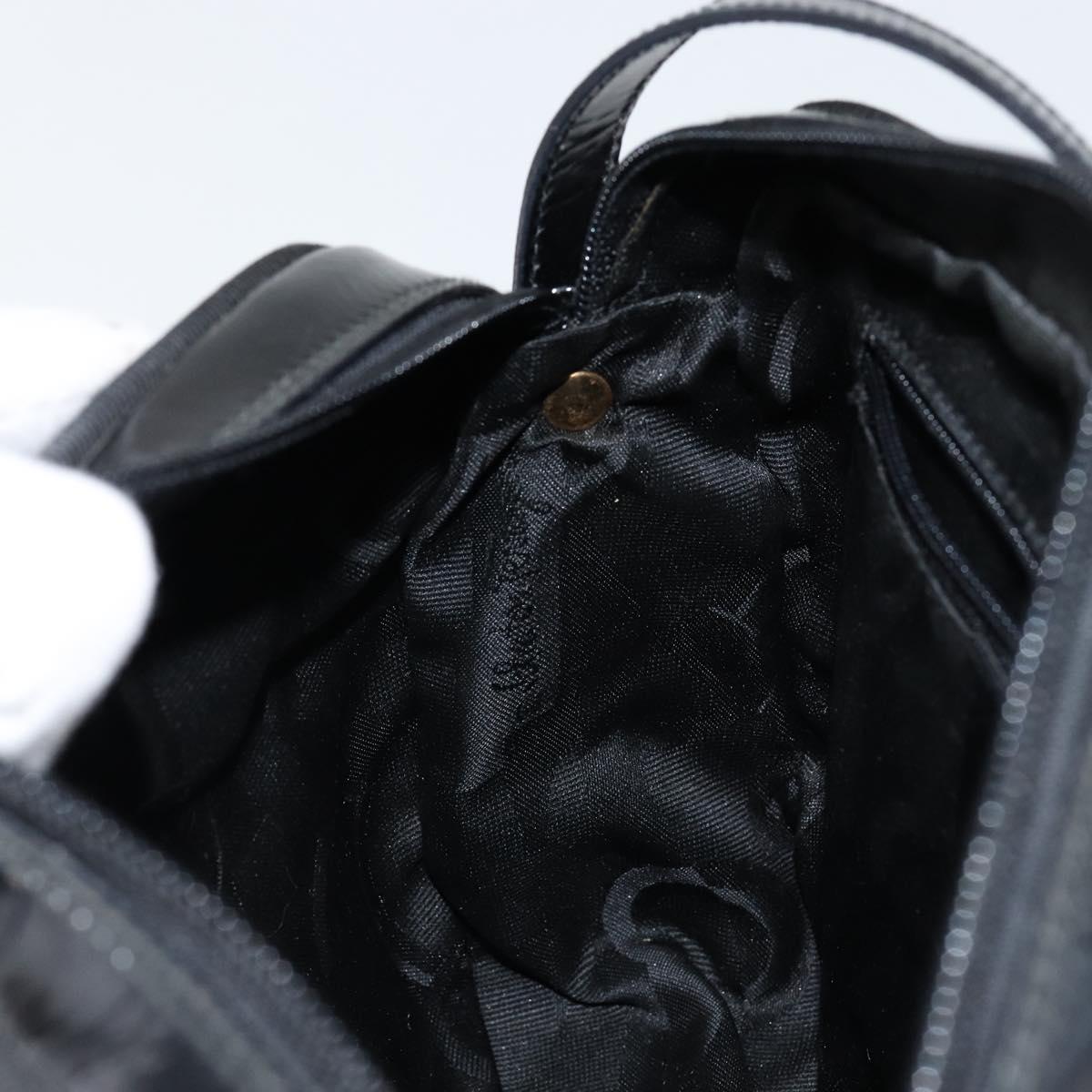 Salvatore Ferragamo Vala Shoulder Bag Enamel Black Gold Auth BA7055