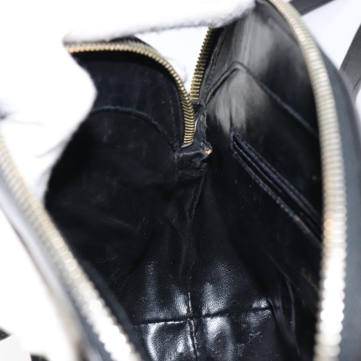 Salvatore Ferragamo Shoulder Bag Leather Suede Black Gold Auth BA7056