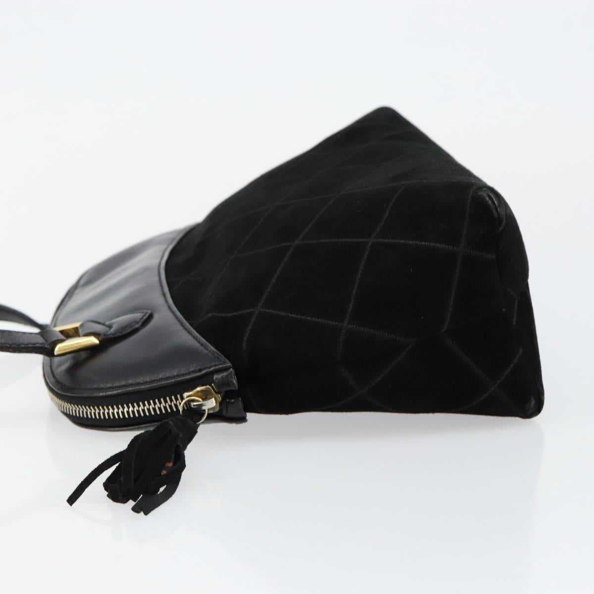 Salvatore Ferragamo Shoulder Bag Leather Suede Black Gold Auth BA7056