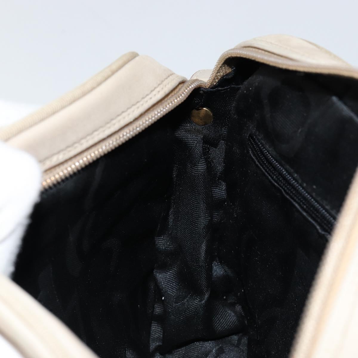 Salvatore Ferragamo Vala Shoulder Bag Suede Beige Gold Auth BA7057