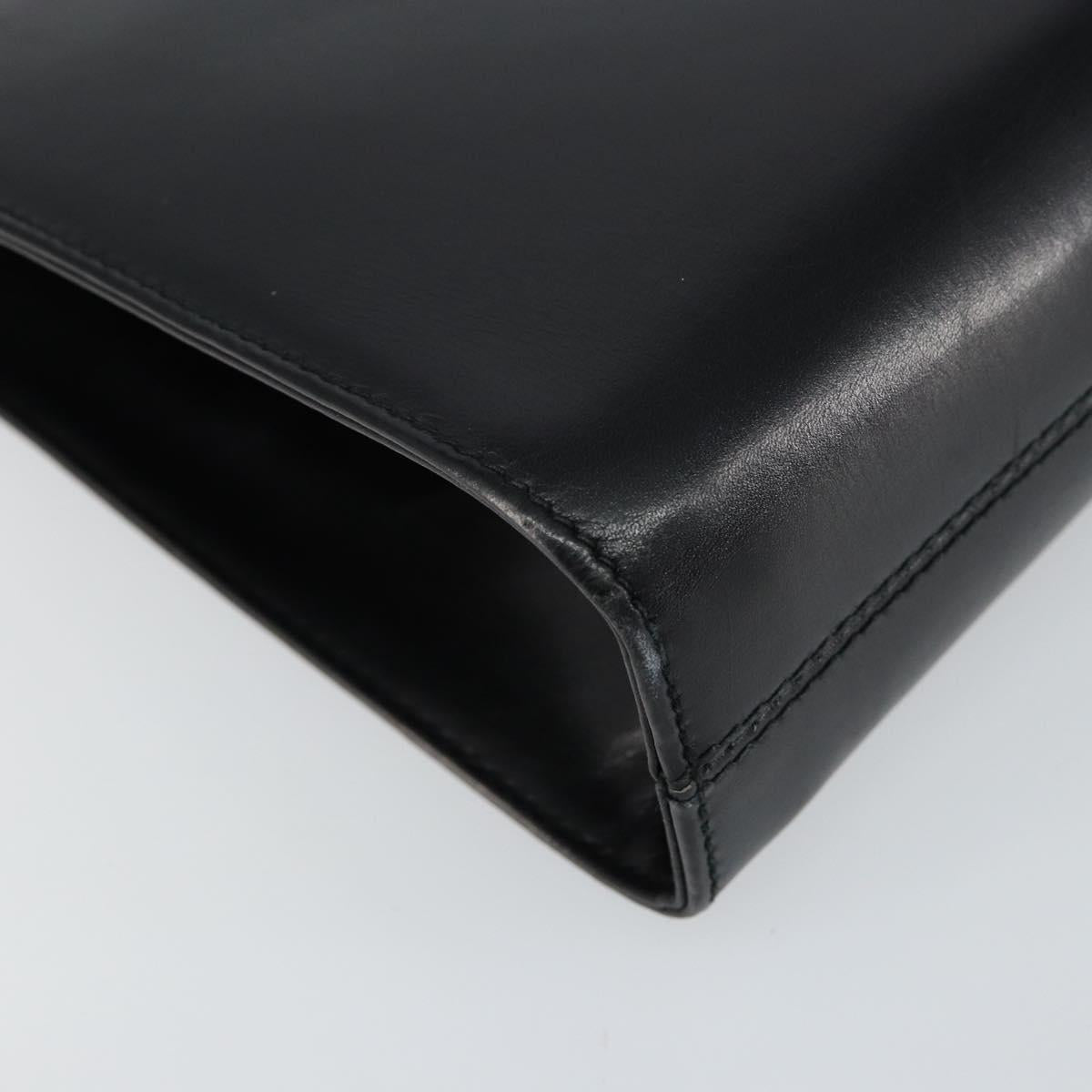 Salvatore Ferragamo Gancini Chain Shoulder Bag Leather Black Gold Auth BA7058