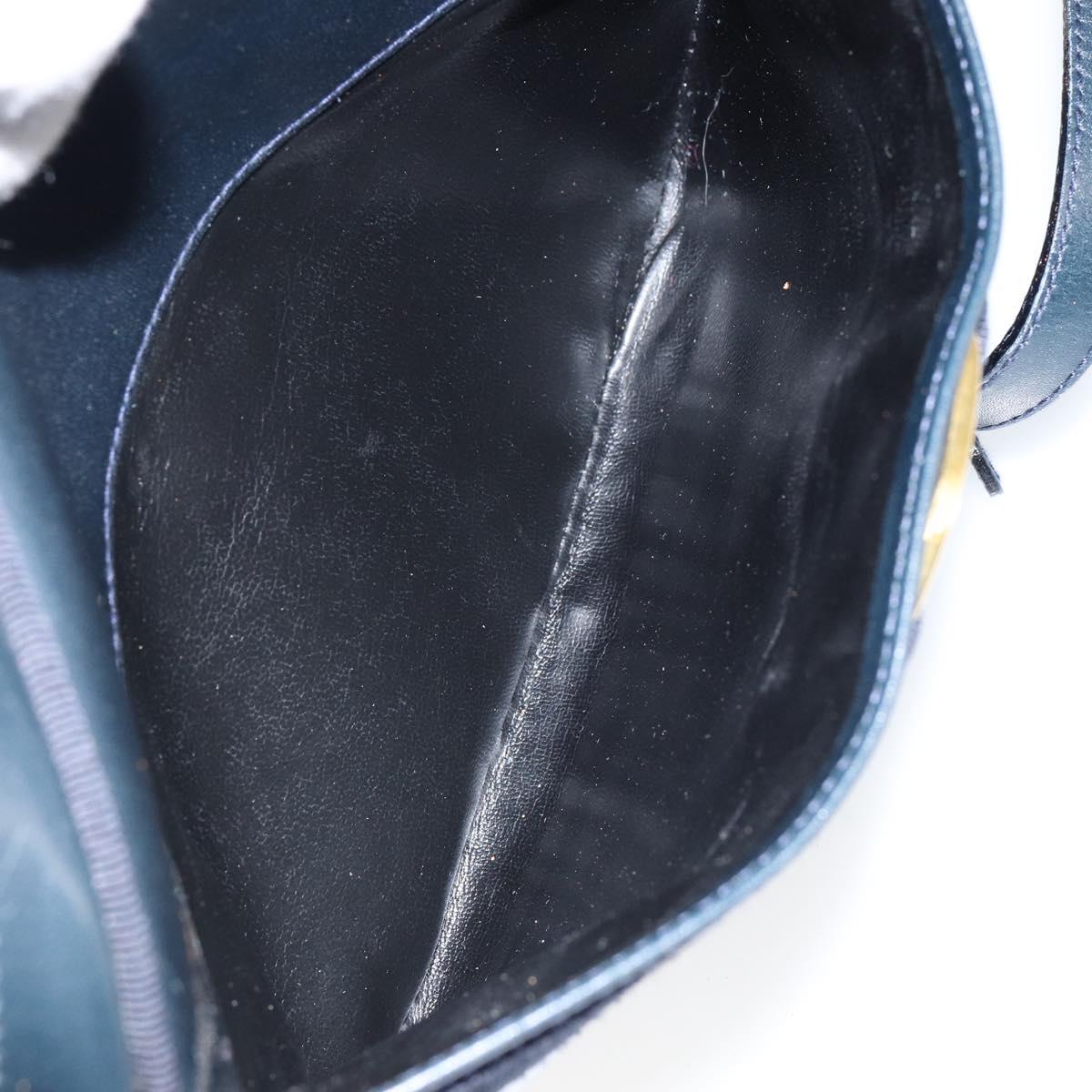 Salvatore Ferragamo Vala Shoulder Bag Leather Navy Gold Auth BA7059