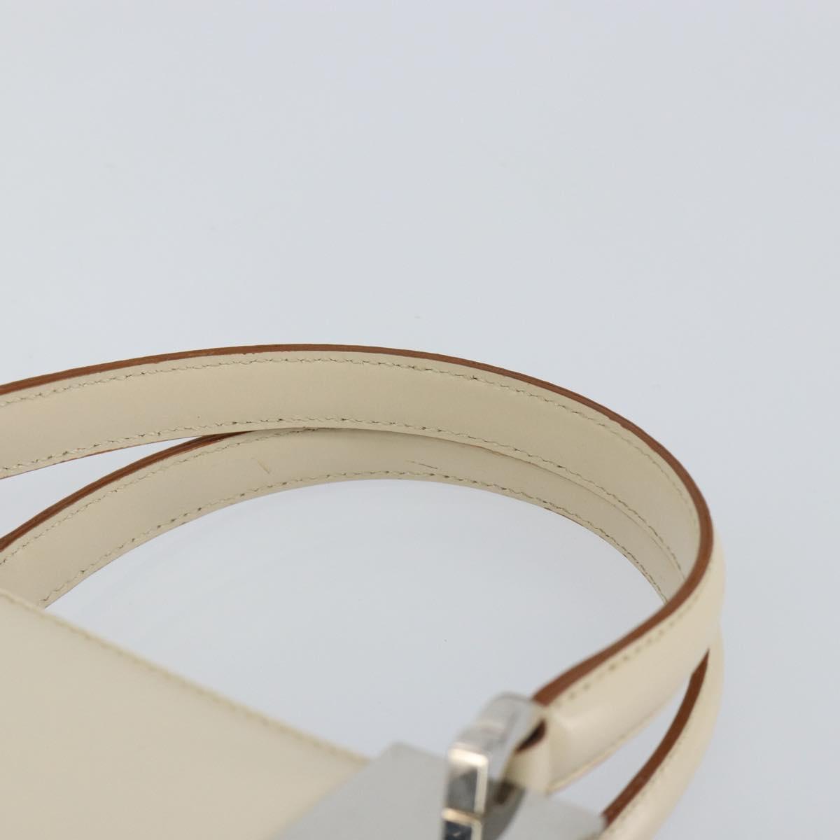 Salvatore Ferragamo Gancini Hand Bag Leather White Silver Auth BA7061