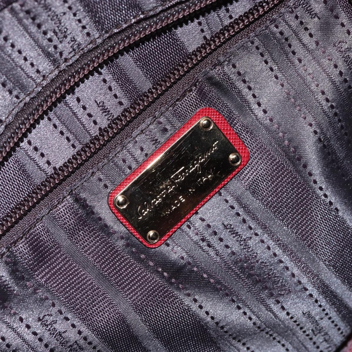 Salvatore Ferragamo Gancini Hand Bag Leather Red Gold Auth BA7062