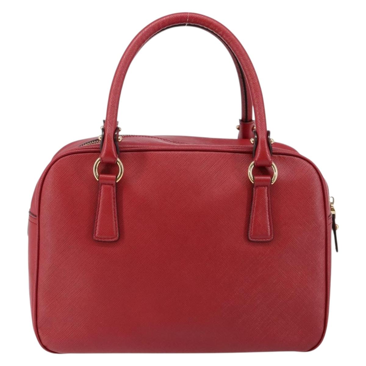 Salvatore Ferragamo Gancini Hand Bag Leather Red Gold Auth BA7062