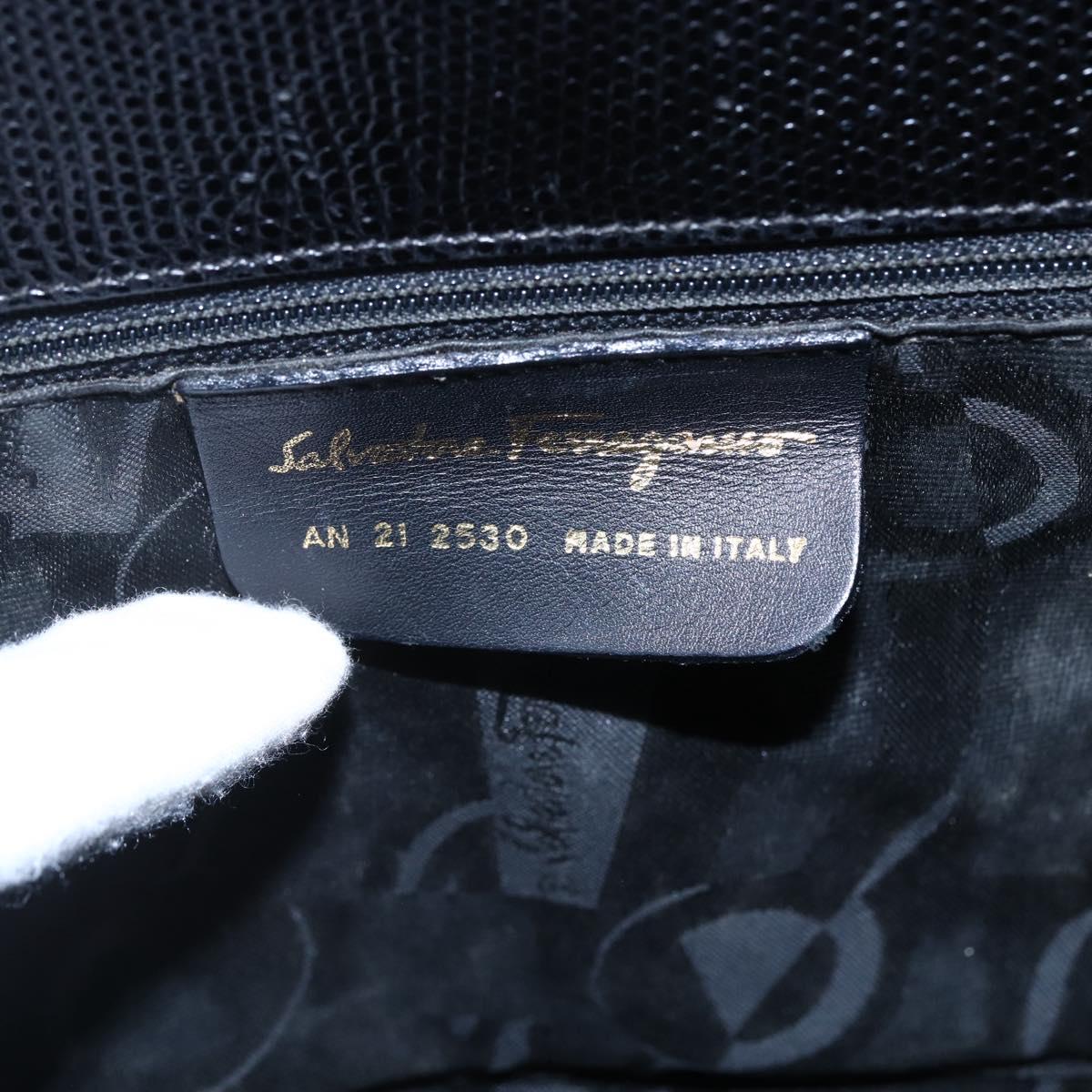 Salvatore Ferragamo Vala Shoulder Bag Leather Black Gold Auth BA7064