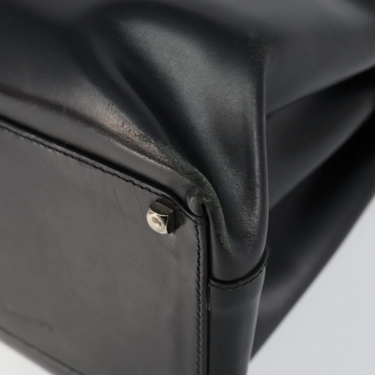 Salvatore Ferragamo Gancini Tote Bag Leather Black Silver Auth BA7066