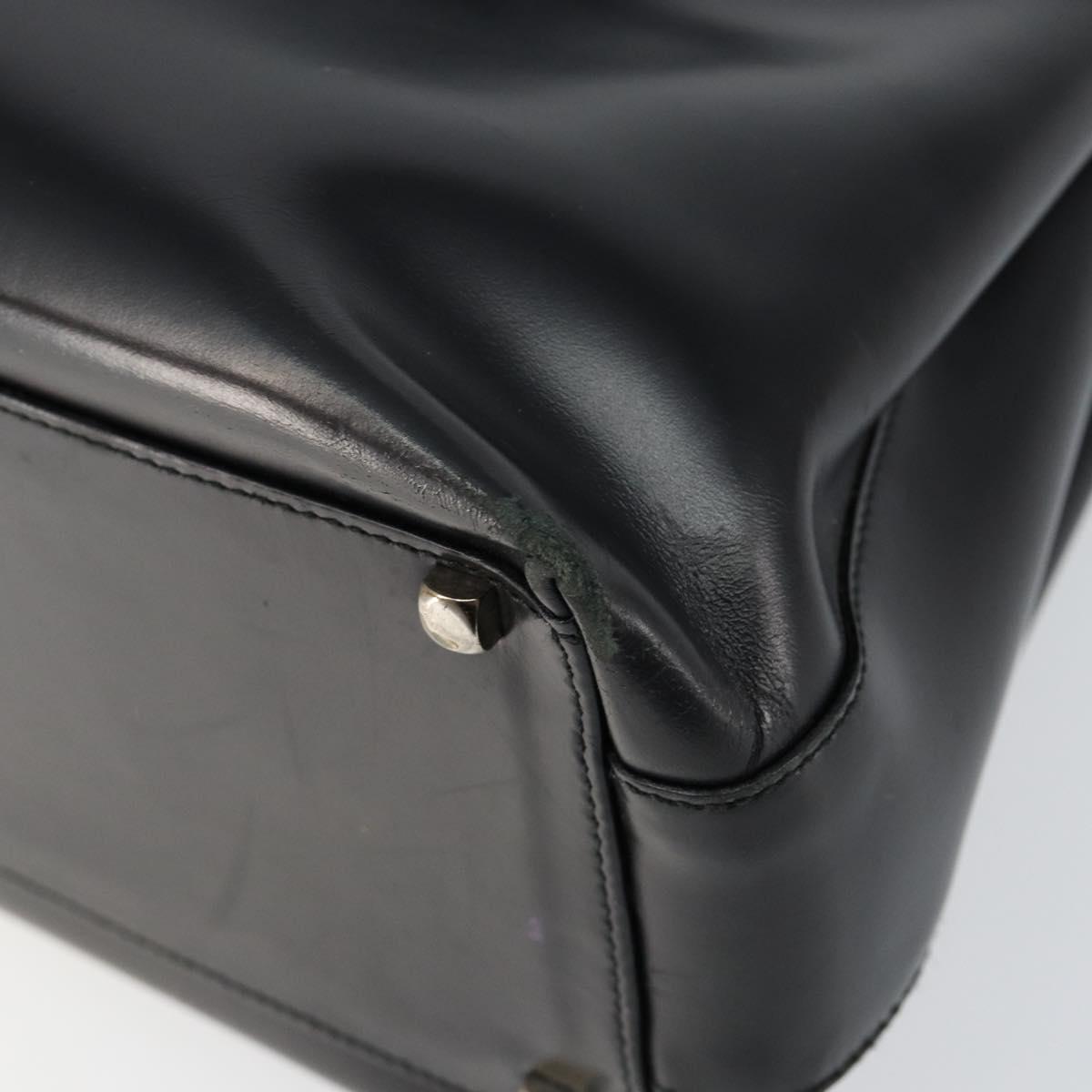 Salvatore Ferragamo Gancini Tote Bag Leather Black Silver Auth BA7066