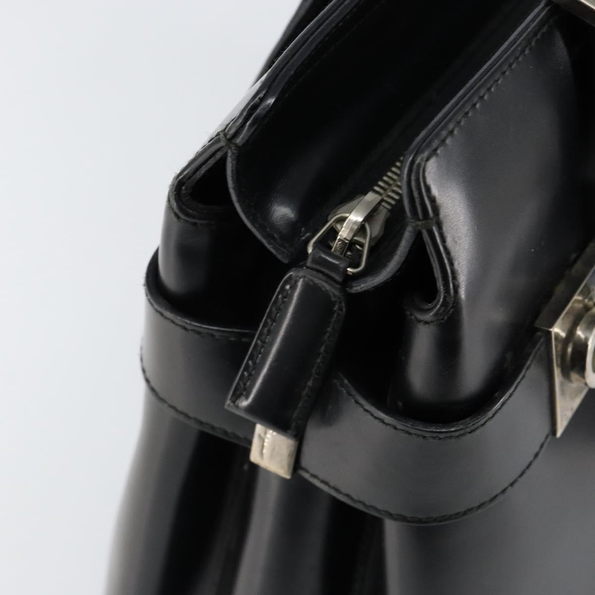 Salvatore Ferragamo Gancini Tote Bag Leather Black Silver Auth BA7066