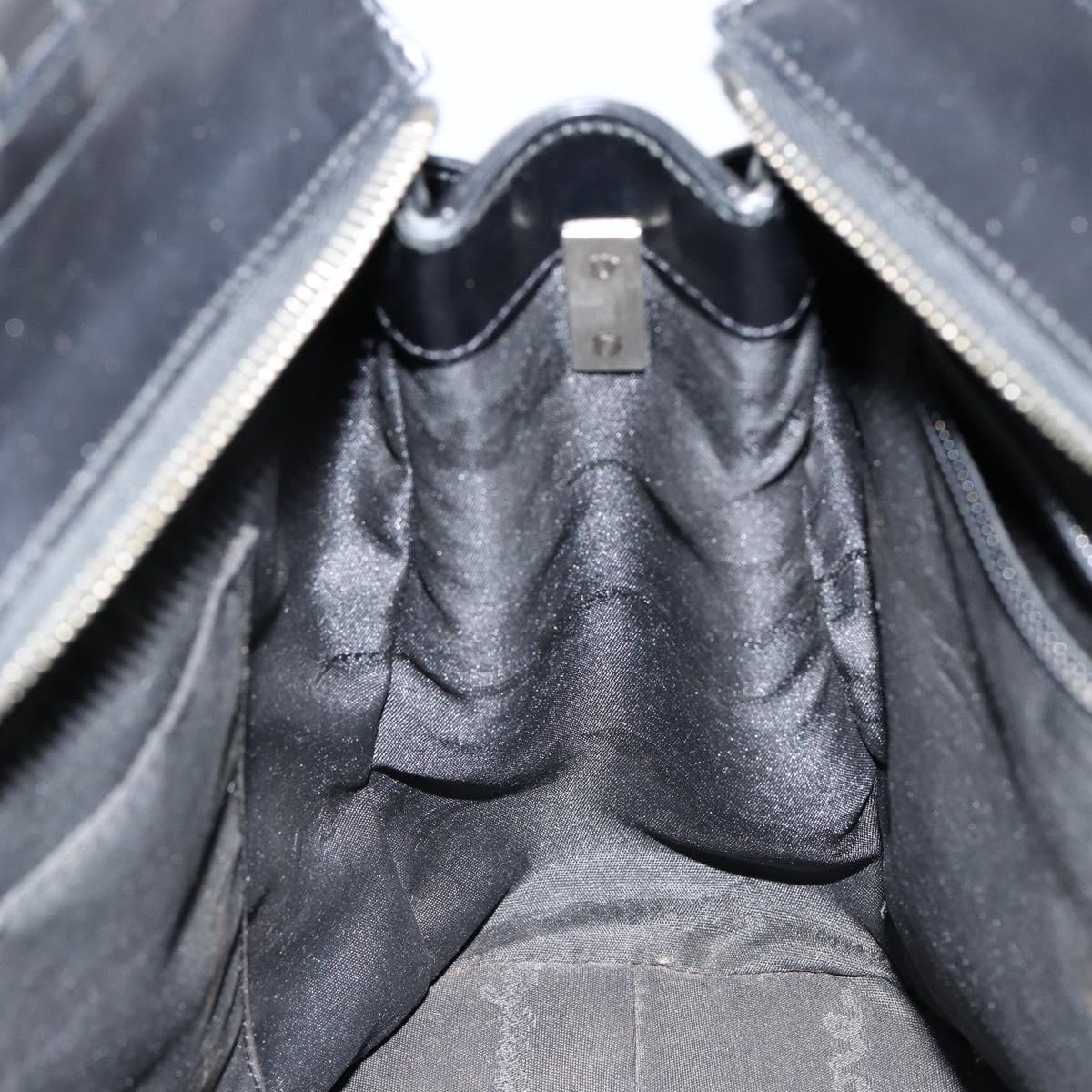 Salvatore Ferragamo Gancini Tote Bag Leather Black Silver Auth BA7066