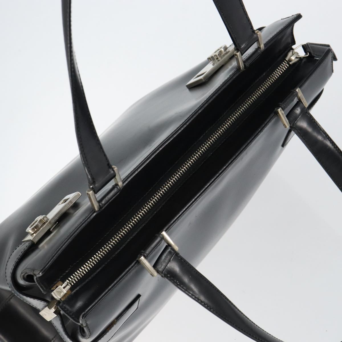 Salvatore Ferragamo Gancini Tote Bag Leather Black Silver Auth BA7066