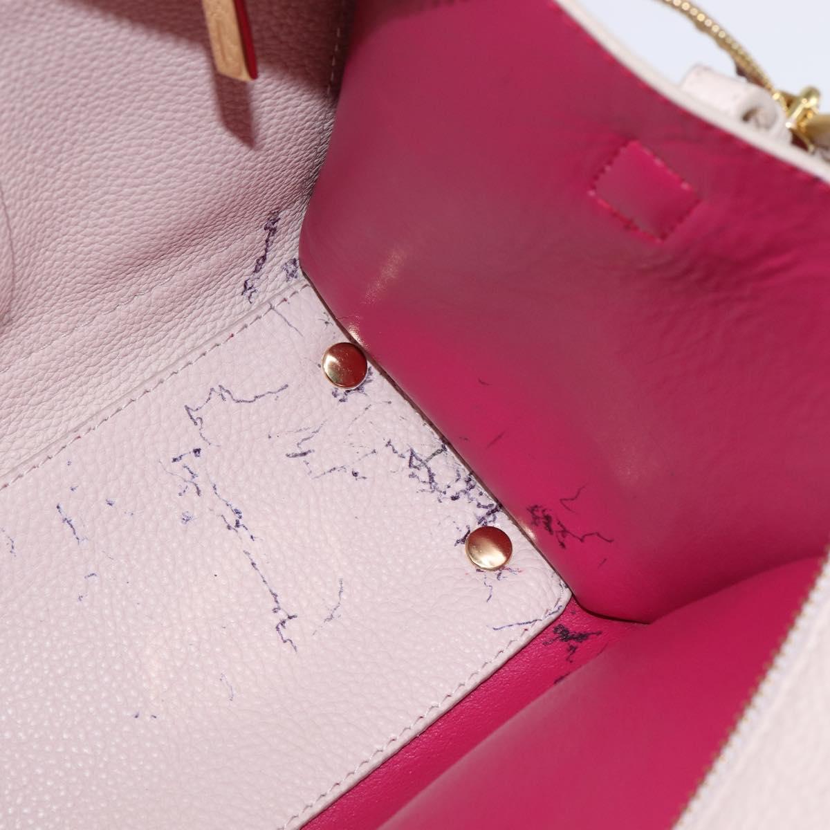 Salvatore Ferragamo Gancini Hand Bag Leather 2way Beige Gold Auth BA7068