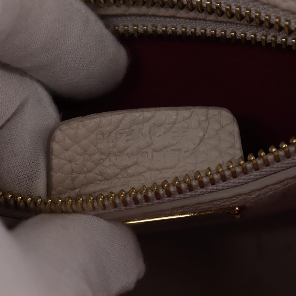 Salvatore Ferragamo Gancini Hand Bag Leather 2way Beige Gold Auth BA7068