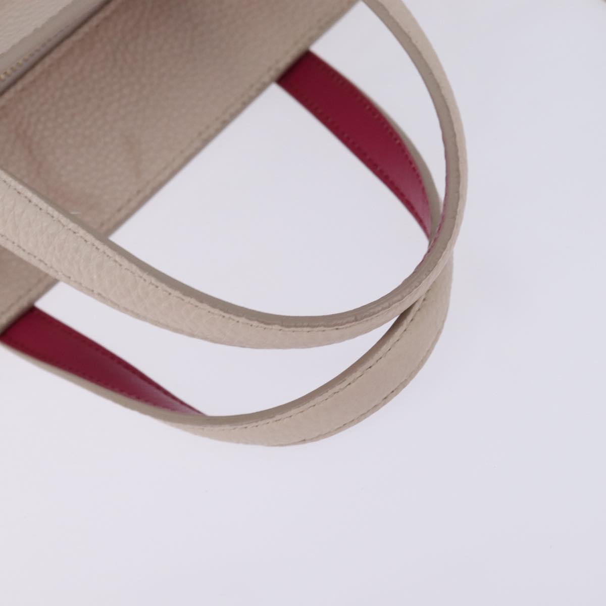 Salvatore Ferragamo Gancini Hand Bag Leather 2way Beige Gold Auth BA7068