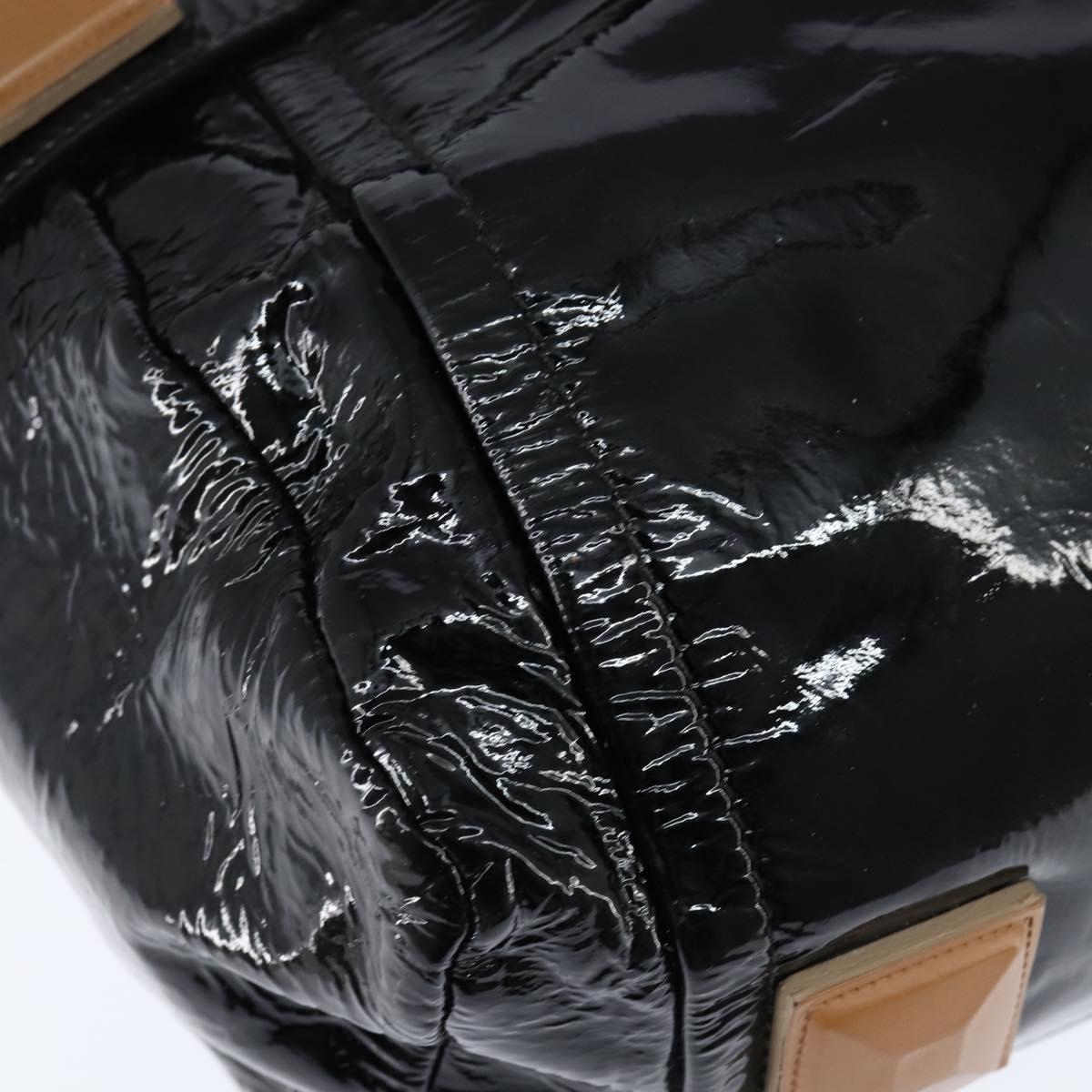 Chloe Audra Tote Bag Enamel Black Gold Auth BA7069