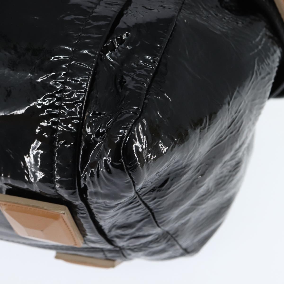 Chloe Audra Tote Bag Enamel Black Gold Auth BA7069