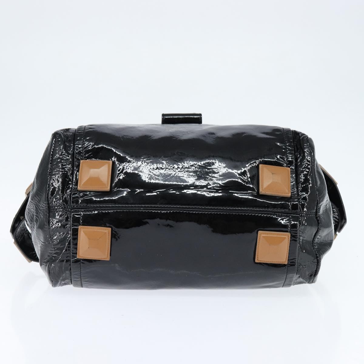 Chloe Audra Tote Bag Enamel Black Gold Auth BA7069