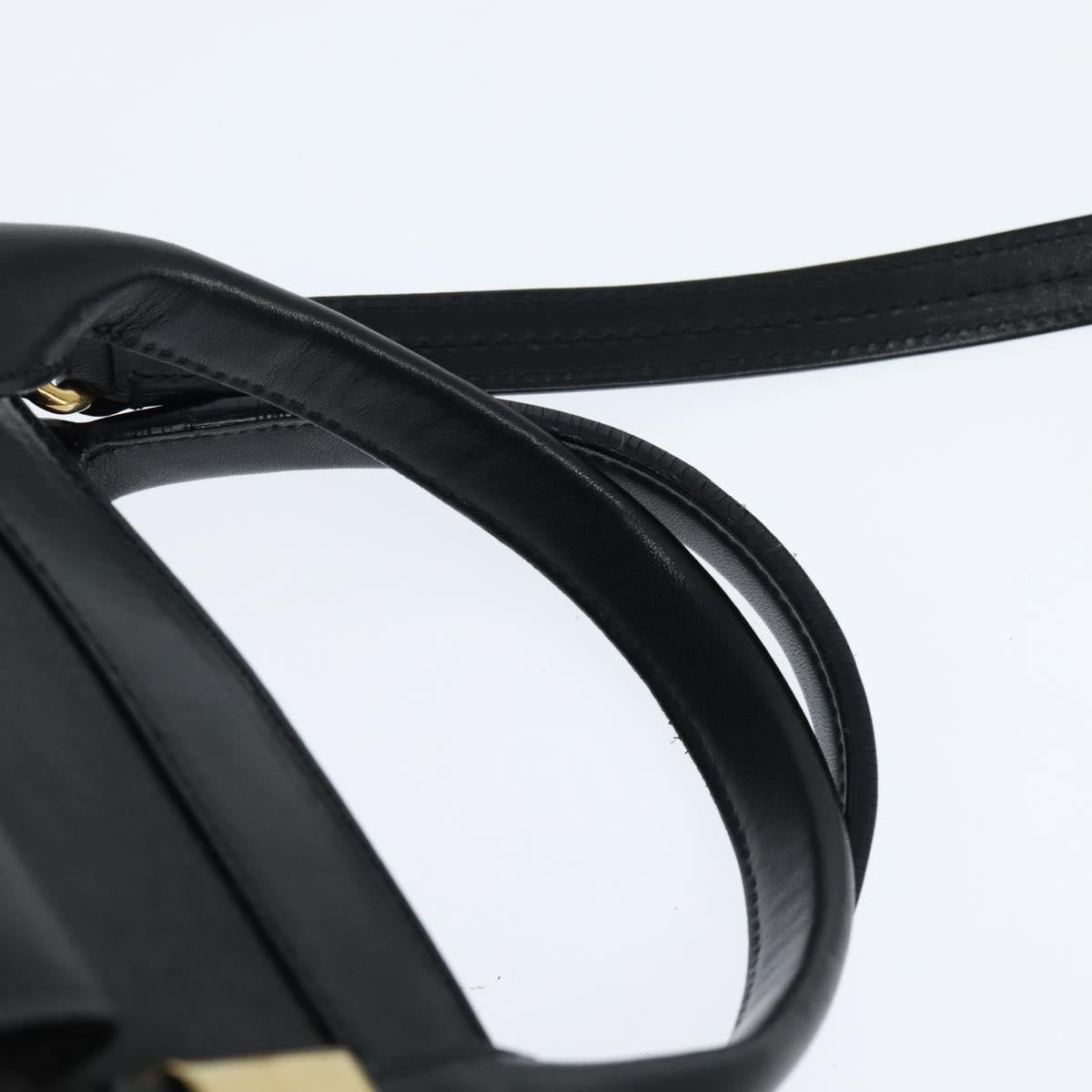 Chloe Alice Hand Bag Leather 2way Black Gold Auth BA7070