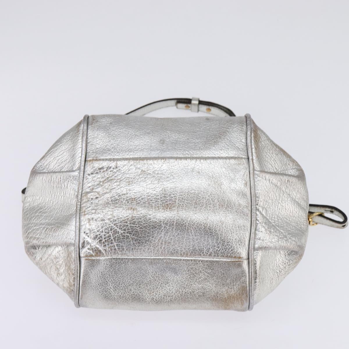 Chloe Etel Hand Bag Leather 2way Silver Gold Auth BA7071
