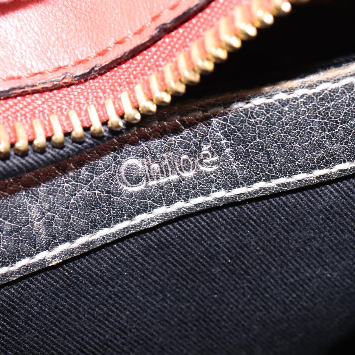 Chloe Etel Hand Bag Leather 2way Silver Gold Auth BA7071