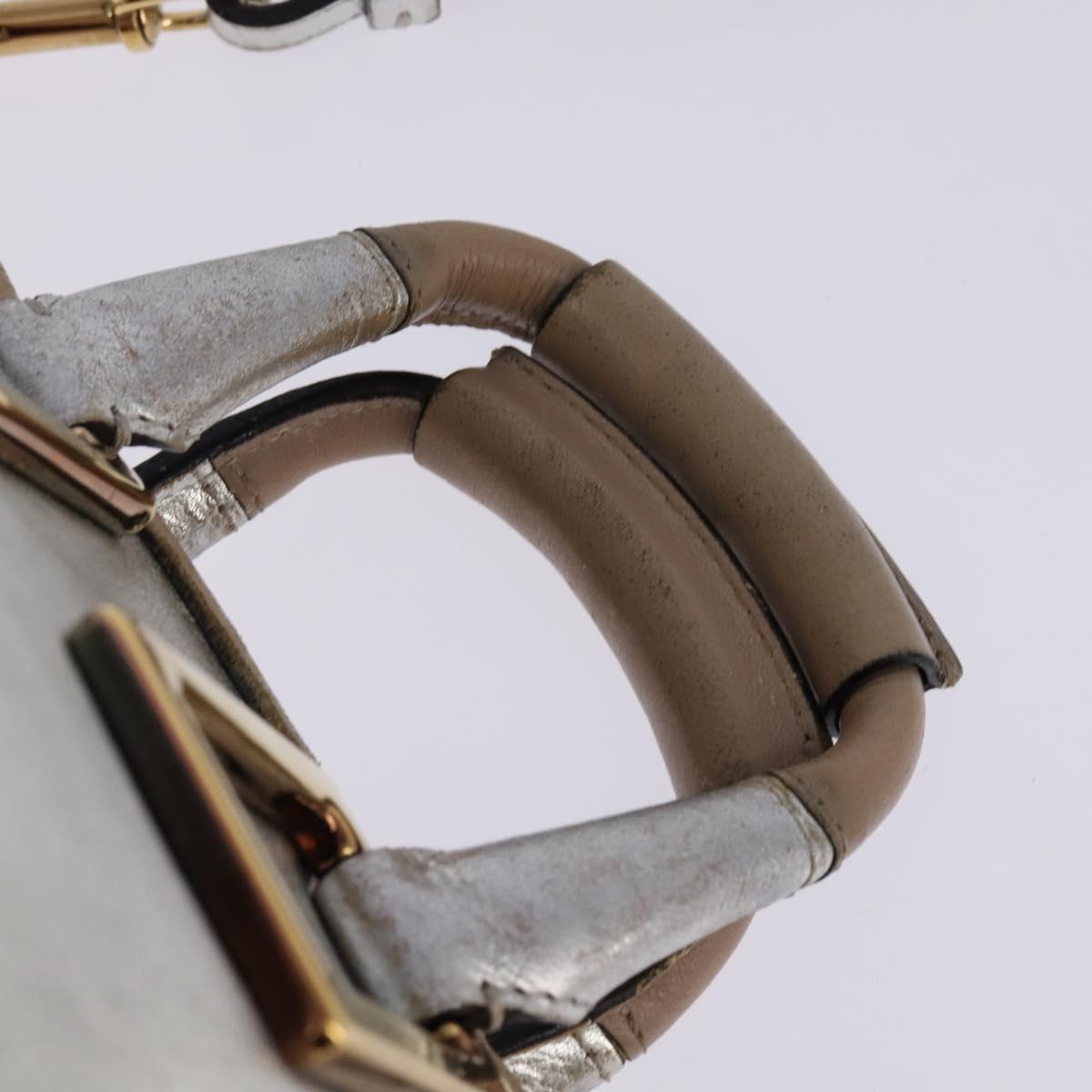 Chloe Etel Hand Bag Leather 2way Silver Gold Auth BA7071