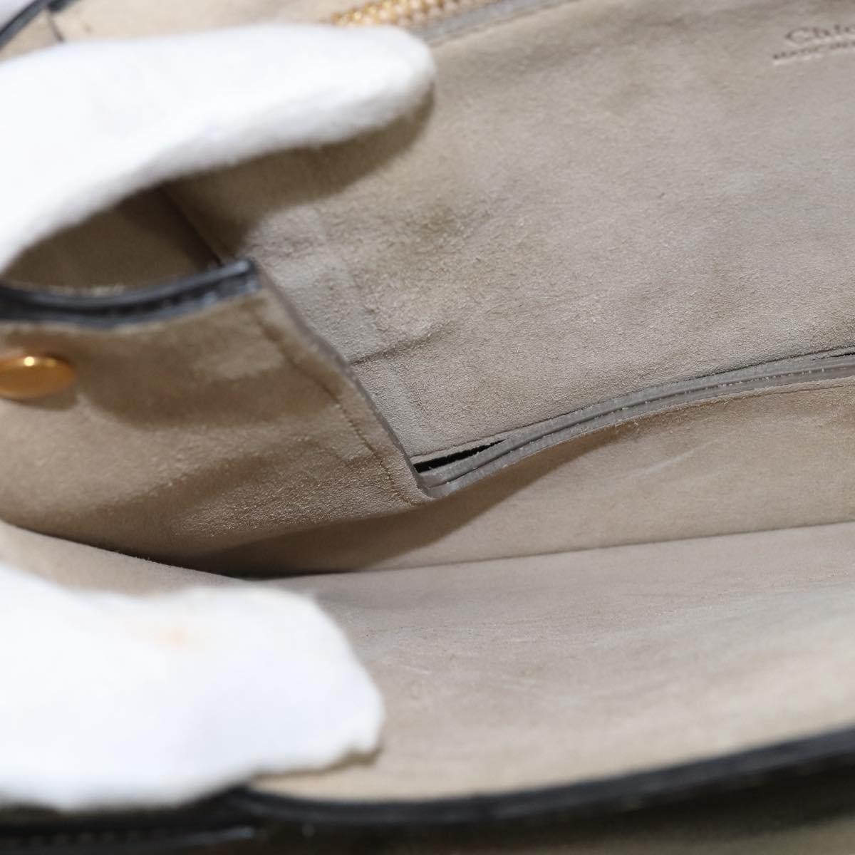 Chloe Fay Shoulder Bag Suede Leather Gray Gold Auth BA7076