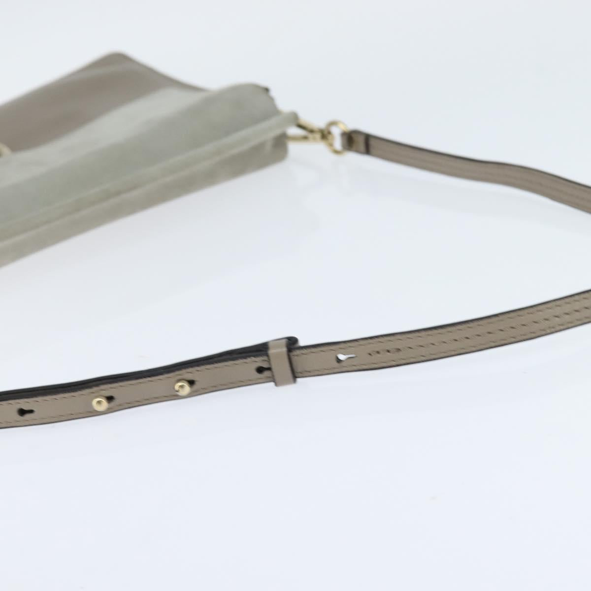 Chloe Fay Shoulder Bag Suede Leather Gray Gold Auth BA7076