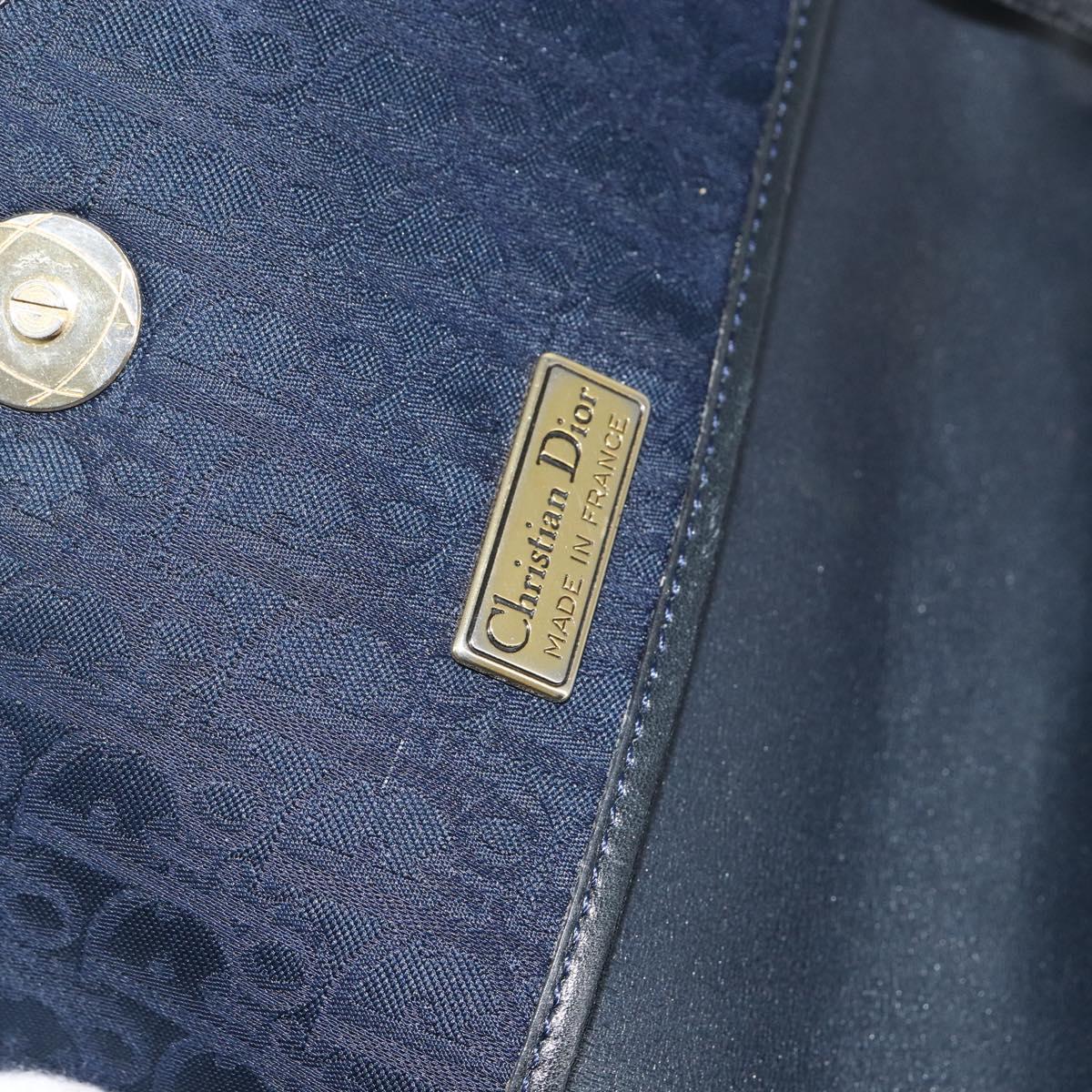 Christian Dior Trotter Canvas Shoulder Bag Navy Gold Auth BA7078