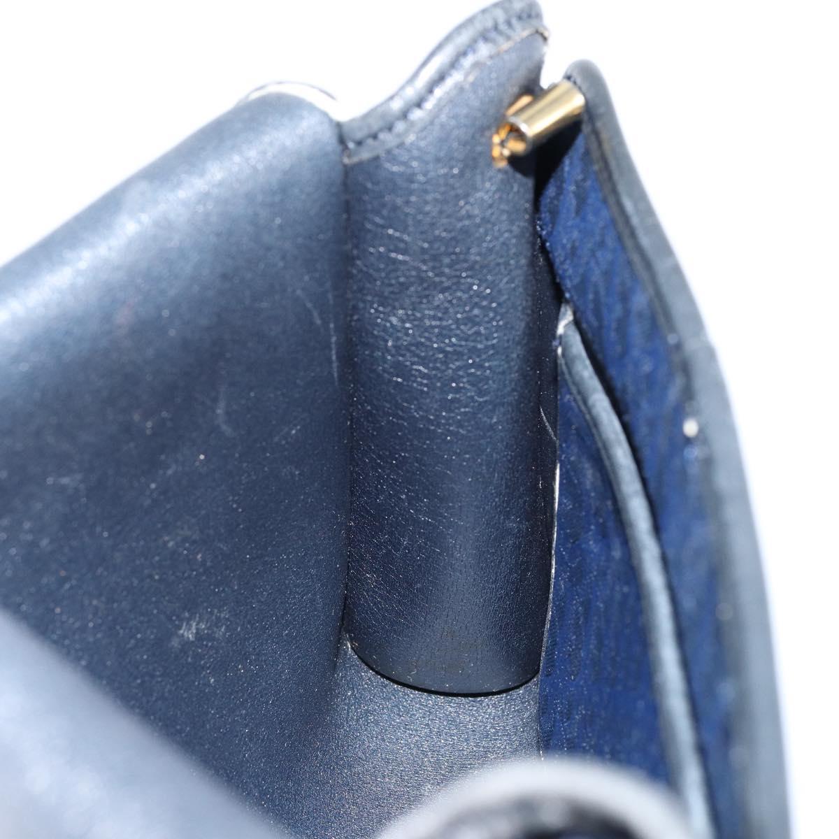 Christian Dior Trotter Canvas Shoulder Bag Navy Gold Auth BA7078