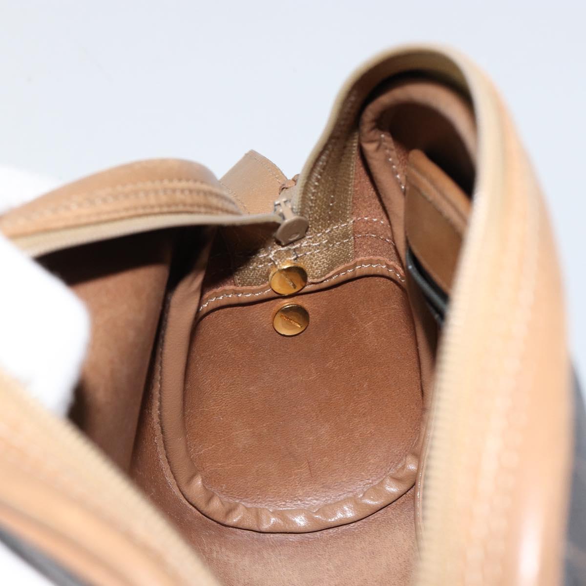 Christian Dior Honeycomb Canvas Shoulder Bag PVC Leather Black Gold Auth BA7079