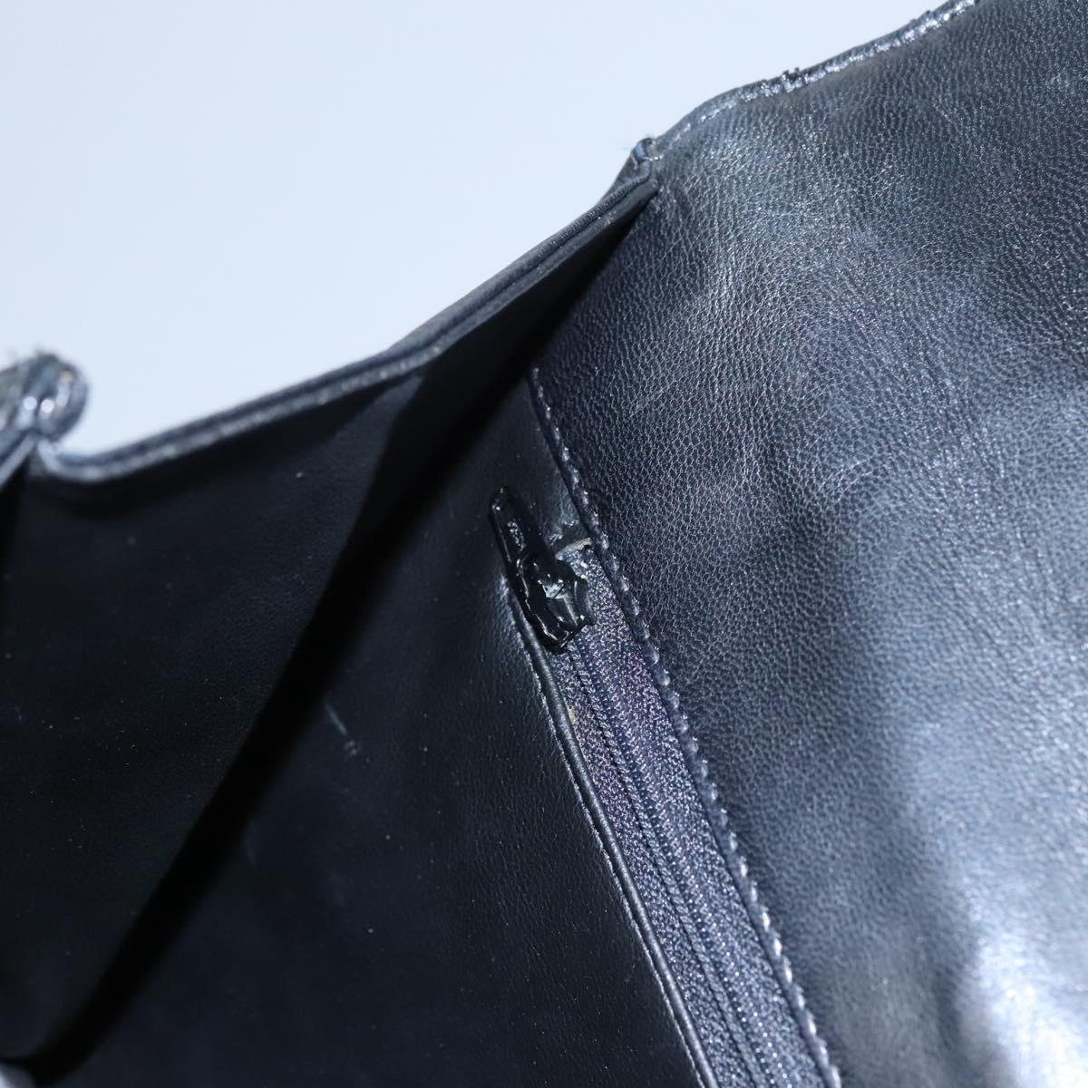 BALLY Quilted Hand Bag Leather Black Auth BA708
