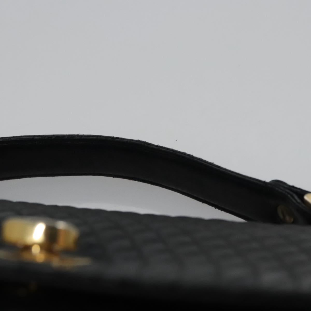 BALLY Quilted Hand Bag Leather Black Auth BA708