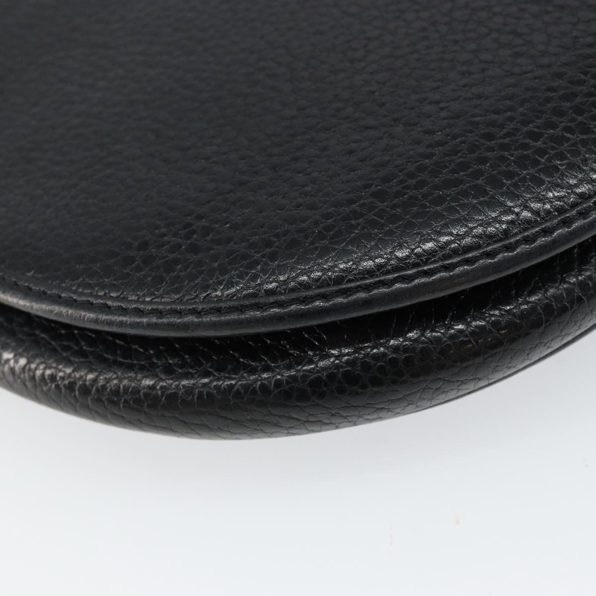 Christian Dior Shoulder Bag Leather Black Gold Auth BA7081