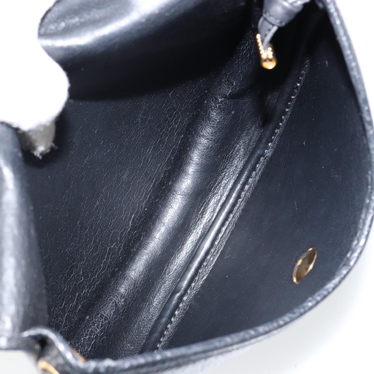 Christian Dior Shoulder Bag Leather Black Gold Auth BA7081