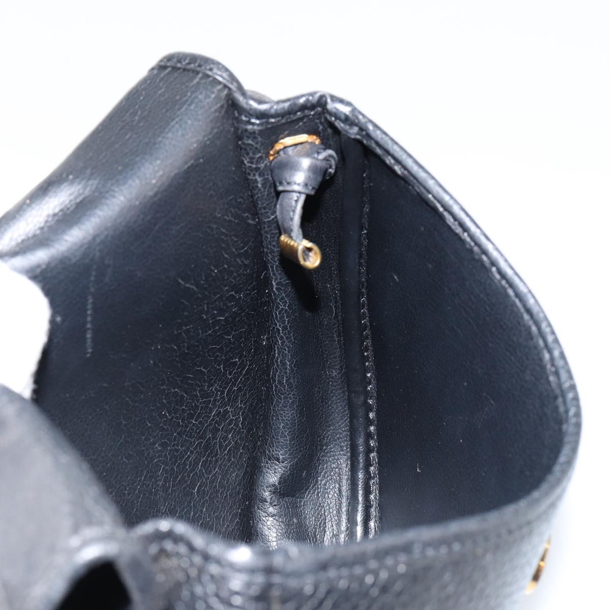 Christian Dior Shoulder Bag Leather Black Gold Auth BA7081