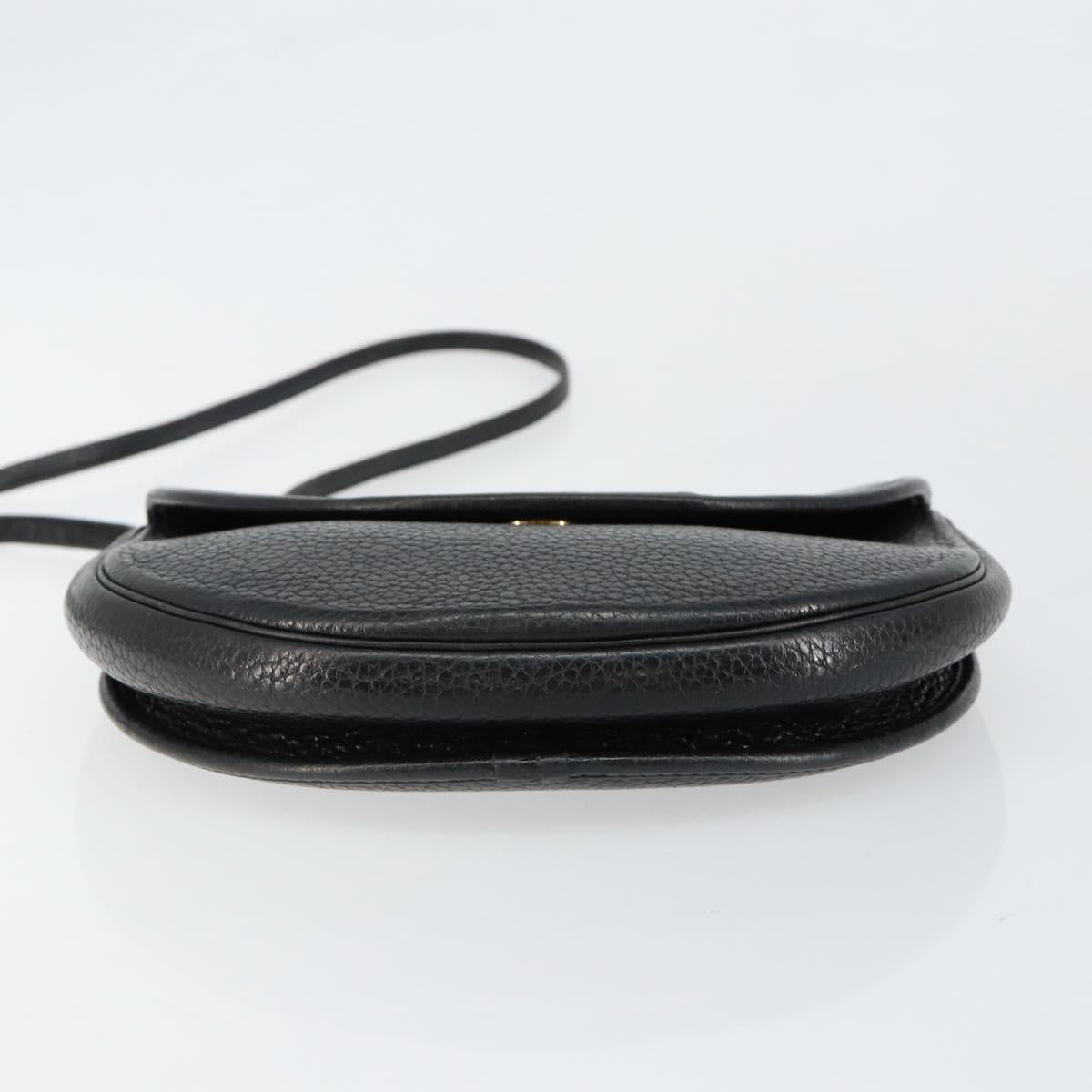 Christian Dior Shoulder Bag Leather Black Gold Auth BA7081