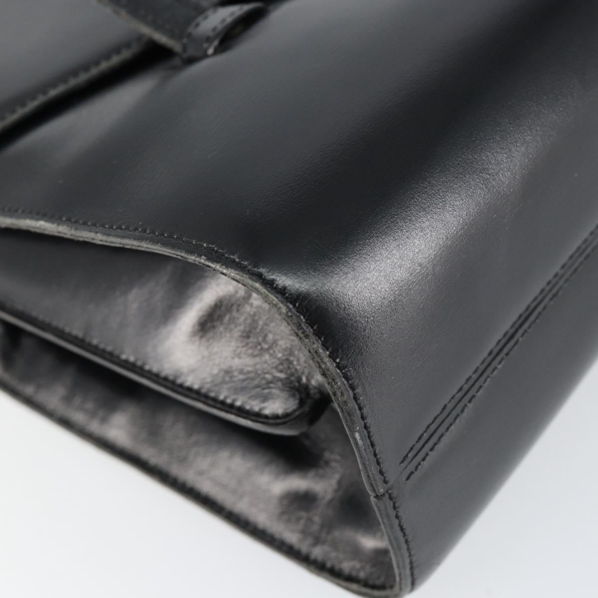 Christian Dior Shoulder Bag Leather Black Gold Auth BA7082