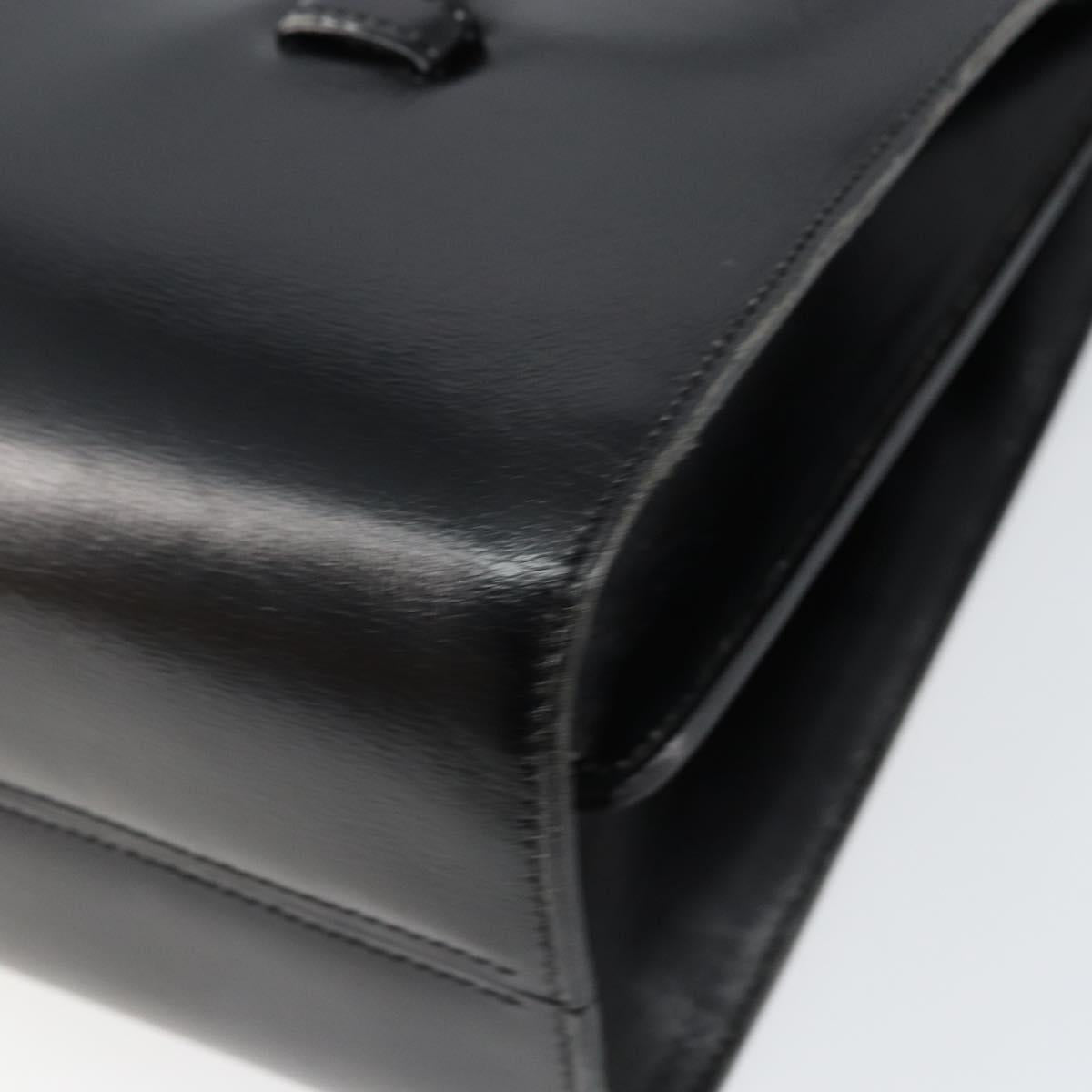 Christian Dior Shoulder Bag Leather Black Gold Auth BA7082