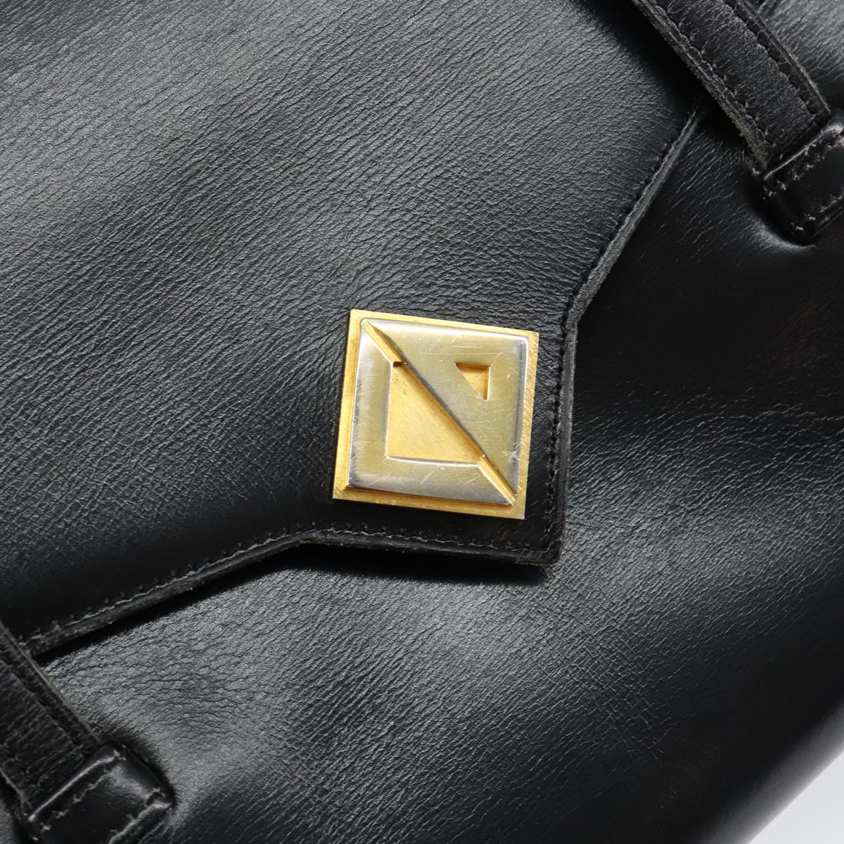 Christian Dior Shoulder Bag Leather Black Gold Auth BA7082