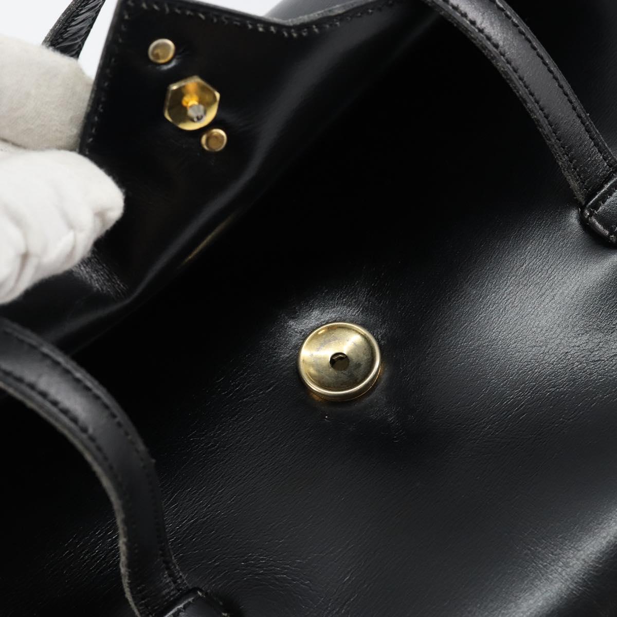 Christian Dior Shoulder Bag Leather Black Gold Auth BA7082