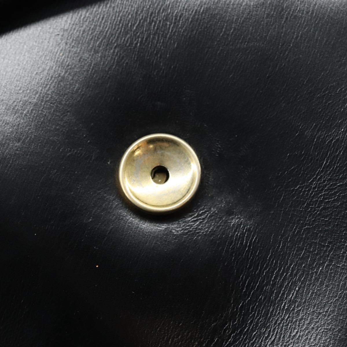 Christian Dior Shoulder Bag Leather Black Gold Auth BA7082