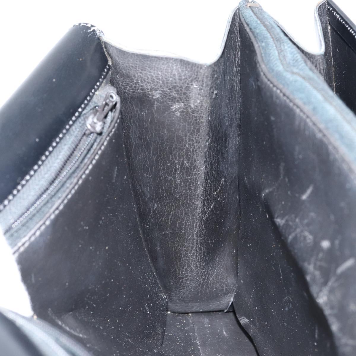 Christian Dior Shoulder Bag Leather Black Gold Auth BA7082