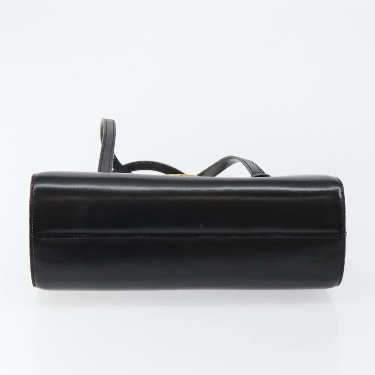 Christian Dior Shoulder Bag Leather Black Gold Auth BA7082