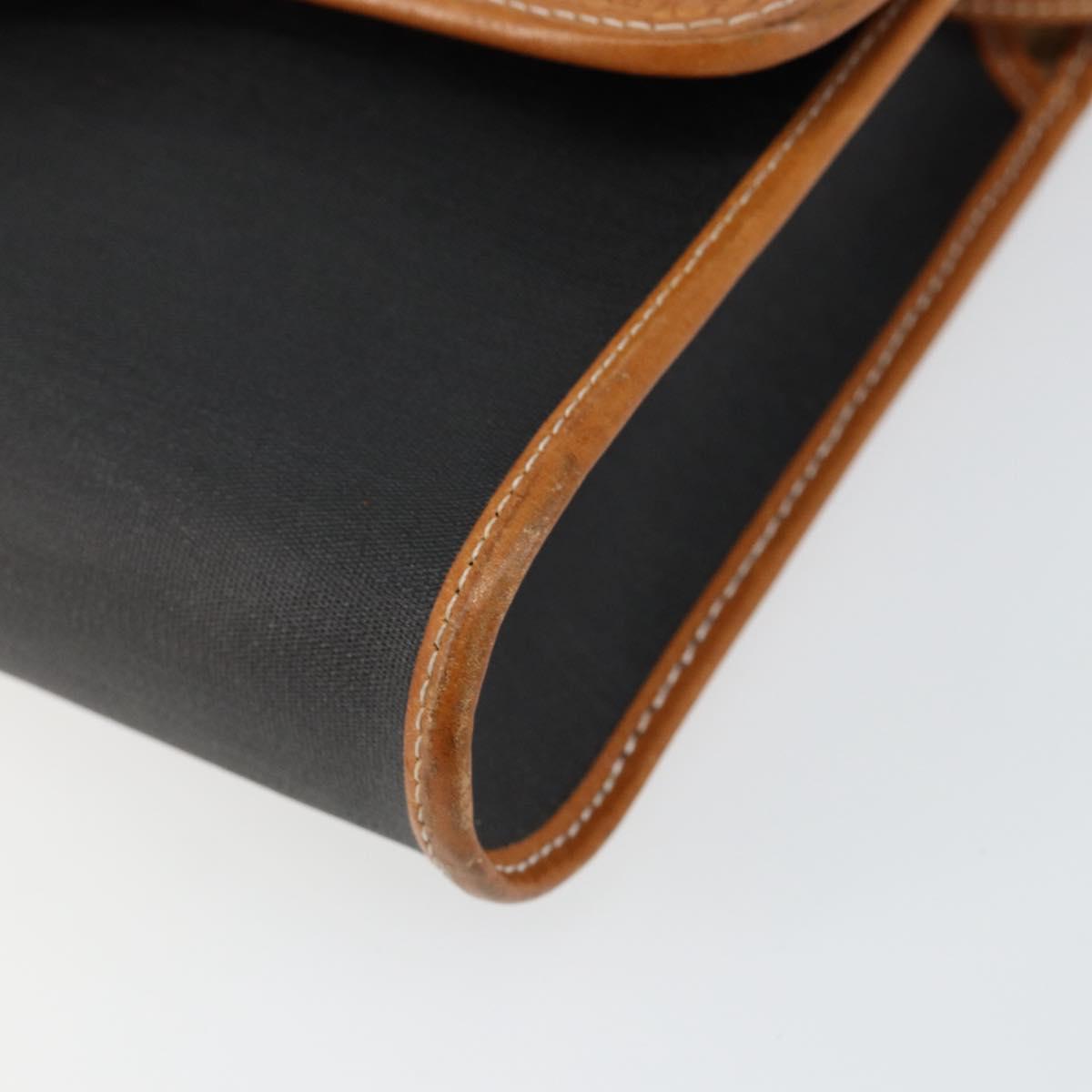 Christian Dior Shoulder Bag Leather Black Gold Auth BA7084